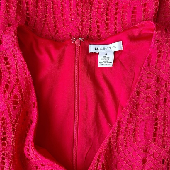 Liz Claiborne Red Lace Dress Women's Size 16 Sleeveless V-Neck Cocktail Party - Picture 3 of 3